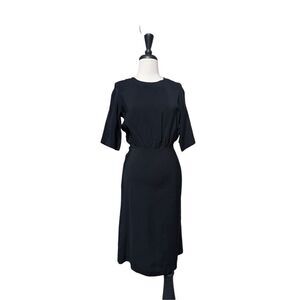 Dagmar Black Short Sleeve Silky Little Black Dress Size Small